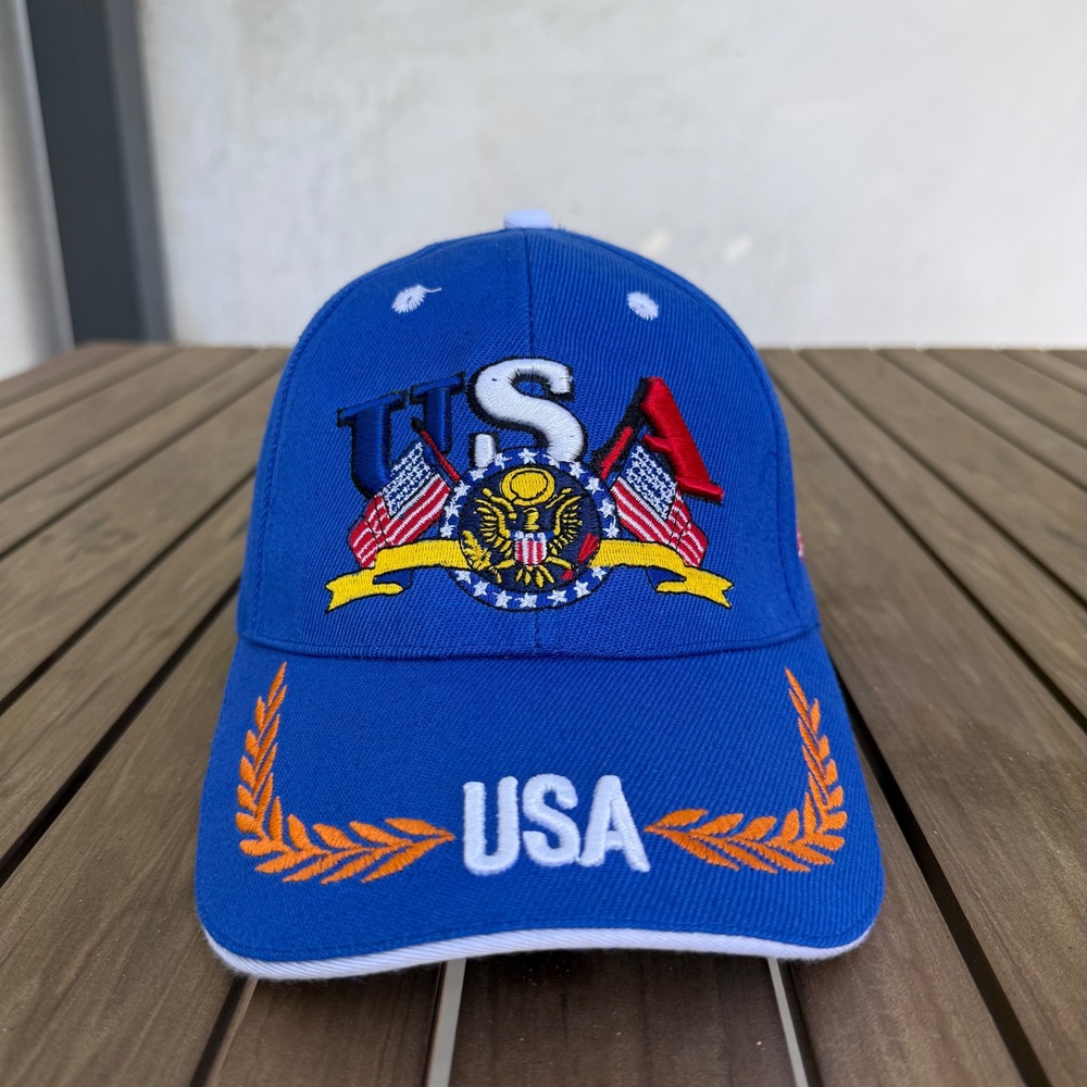 USA Patriotic Baseball Cap Royal‎ Blue American Flag Eagle Embroidered Hat Mens